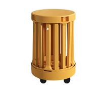 DEOPXF Set Di 4 Sgabelli Impilabili Con Ruote In Materiale PP Impilabili Base Girevole A 360° Sgabello In Legno 4 In 1 Spesso E Resistente Facile Da Spostare(Giallo)