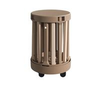 DEOPXF Set Di 4 Sgabelli Impilabili Con Ruote In Materiale PP Impilabili Base Girevole A 360° Sgabello In Legno 4 In 1 Spesso E Resistente Facile Da Spostare(Khaki+Coffee)