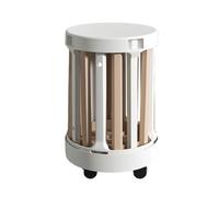 DEOPXF Set Di 4 Sgabelli Impilabili Con Ruote In Materiale PP Impilabili Base Girevole A 360° Sgabello In Legno 4 In 1 Spesso E Resistente Facile Da Spostare(White+Khaki)
