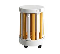 DEOPXF Set Di 4 Sgabelli Impilabili Con Ruote In Materiale PP Impilabili Base Girevole A 360° Sgabello In Legno 4 In 1 Spesso E Resistente Facile Da Spostare(White+Yellow)