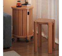 DEOPXF Set Di 4 Sgabelli Impilabili In Legno Massello Robusti E Durevoli Impilabili Per Risparmiare Spazio Adatti Per Cucina Camera Da Letto Soggiorno Ecc(Cherry,車輪あり)