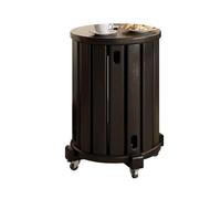DEOPXF Set Di 4 Sgabelli Impilabili In Legno Massello Vernice Ecologica A Base D'acqua Con Rotelle Stabili E Facili Da Spostare(Nero,With wheels)