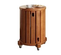 DEOPXF Set Di 4 Sgabelli Impilabili In Legno Massello Vernice Ecologica A Base D'acqua Con Rotelle Stabili E Facili Da Spostare(Cherry,With wheels)