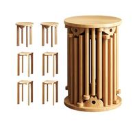 DEOPXF Set Di 6 Sgabelli Impilabili In Legno Massello Impilabili E Facili Da Riporre Senza Occupare Spazio Non Si Deformano Facilmente Sgabelli Impilabili Sicuri E Durevoli(Cherry,Without wheels)