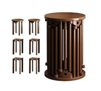 DEOPXF Set Di 6 Sgabelli Impilabili In Legno Massello Impilabili E Facili Da Riporre Senza Occupare Spazio Non Si Deformano Facilmente Sgabelli Impilabili Sicuri E Durevoli(Walnut,Without wheels)