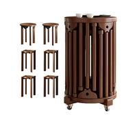 DEOPXF Set Di 6 Sgabelli Impilabili In Legno Massello Impilabili E Facili Da Riporre Senza Occupare Spazio Non Si Deformano Facilmente Sgabelli Impilabili Sicuri E Durevoli(Walnut,With wheels)
