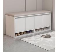 DEOPXF Shoe Storage Bench Ripiano Regolabile In Altezza Cuscino In Spugna Elastica Spessa Pelle Ecologica Panca Da Corridoio Robusto E Durevole(Bianco,120x35x46cm)