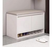 DEOPXF Shoe Storage Bench Ripiano Regolabile In Altezza Cuscino In Spugna Elastica Spessa Pelle Ecologica Panca Da Corridoio Robusto E Durevole(Bianco,60x35x46cm)
