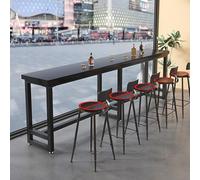 DEOPXF Tavolo da Bar Robusto Telaio in Acciaio Tavolo da Bar Rettangolare Stretto Materiale in Legno Massello Inodore Facile da Pulire(Nero,160x60x105cm)
