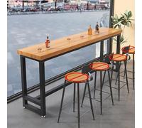 DEOPXF Tavolo da Bar Robusto Telaio in Acciaio Tavolo da Bar Rettangolare Stretto Materiale in Legno Massello Inodore Facile da Pulire(ライトウォルナット,120x60x105cm)