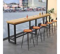 DEOPXF Tavolo da Bar Robusto Telaio in Acciaio Tavolo da Bar Rettangolare Stretto Materiale in Legno Massello Inodore Facile da Pulire(Coffee,140x60x105cm)