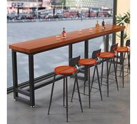 DEOPXF Tavolo da Bar Robusto Telaio in Acciaio Tavolo da Bar Rettangolare Stretto Materiale in Legno Massello Inodore Facile da Pulire(Marrone,160x60x105cm)