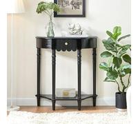 DEOPXF Tavolo Da Ingresso Consolle E Tavolino Vintage In Stile Country Francese Legno Massello Con Lavorazione Artigianale E Lucentezza Discreta Robusto E Durevole(Nero,100cm)