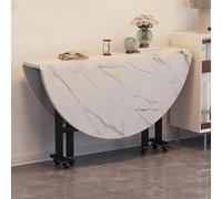 DEOPXF Tavolo da Pranzo Rotondo Pieghevole 100/120 cm Tavolo da Cucina Mobile con 6 Ruote Tavolo salvaspazio a ribalta per Piccoli spazi(Bianco,120cm)