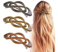 Deozu 3 fermagli per capelli francesi vintage, decorativi, a forte presa, antiscivolo, accessori per capelli francesi da donna (caffè, marrone, grigio, lucido)