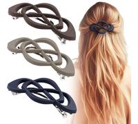 Deozu 3 fermagli per capelli francesi vintage, decorativi, a forte presa, antiscivolo, accessori per capelli francesi da donna (marrone, cachi, blu scuro)