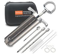 DePango Siringa per Carne e Marinatura con 3 Aghi in Acciaio Inossidabile, 60ml Siringa per Arrosti e Marinata BBQ, Iniettore Alimentare per Manzo, Pollo, Maiale, Tacchino