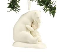 Department 56 Snowbabies-Porcellana Big Bear Hug Grande Orso Abbraccio Ornamento, Bisque Nastro, Bianco, 5.7 x 7.6 x 8.3 cm