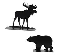 Department 56 Village Collection Accessories - Set di statuette con alce e orso, 3,5 e 2 pollici, colore: nero