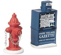 Department 56 Village Fire Hydrant And Newspaper Box Accessory Set of 2