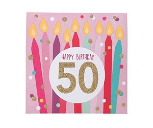 Depesche 0011694-007 - Biglietto di auguri pop-up per il 50° compleanno, con musica, elementi luminosi e una scritta originale, biglietto di compleanno, con busta, formato 15,5 x 15,5 cm