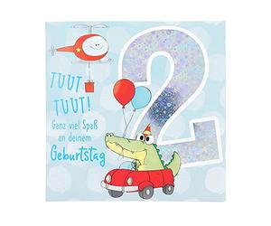 Depesche 11515-004 - Biglietto con numeri per il 2° compleanno, con musica, con testo interno originale, busta inclusa, formato 15,5 x 15,5 cm