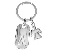 Depesche Depesche-11800-001 11800-001 Portachiavi in Argento con Lettera A e Angelo Custode, in Lega di Zinco, Incluso Astuccio in Velluto colorato, Multicolore, Taglia Unica