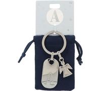 Depesche 11800-002 Portachiavi in Argento con Lettera A e Angelo Custode, in Lega di Zinco, Incluso Astuccio in Velluto colorato
