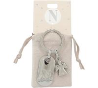 Depesche 11800-017 Portachiavi in Argento con Lettera N e Angelo Custode, in Lega di Zinco, Incluso Astuccio in Velluto colorato