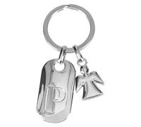 Depesche 11800-019 Portachiavi in Argento con Lettera P e Angelo Custode, in Lega di Zinco, Incluso Astuccio in Velluto colorato