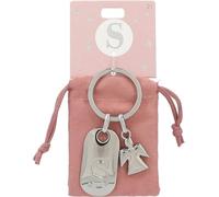 Depesche 11800-021 Portachiavi d'Argento con Lettera S e Angelo Custode, in Lega di Zinco, Incluso Astuccio in Velluto colorato