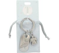 Depesche 11800-023 Portachiavi in Argento con Lettera T e Angelo Custode, in Lega di Zinco, Inclusa Custodia in Velluto colorato