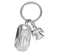Depesche 11800-023 Portachiavi in Argento con Lettera T e Angelo Custode, in Lega di Zinco, Inclusa Custodia in Velluto colorato