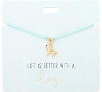 Depesche 11837-002-Bracciale Blu La Vita è Migliore con Un Cane con Ciondolo Dorato e Perla Decorativa, Lunghezza variabile, Ideale Come Idea Regalo, Multicolore, 9 x 8,5 x 0,3, 11837-002