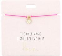 Depesche 11837-009 11837-009 Bracciale Rosa The only Magic I Still Believe in is Love con ciondolo dorato e perla decorativa, regolabile in lunghezza, ideale come idea regalo, rosa