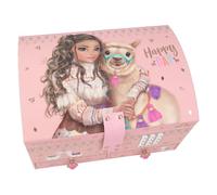 Depesche 11900 TOPModel Cosy - Piccolo portagioie in rosa con motivo alpaca e modello, si apre con codice e suono, portagioie con specchio e coperchio ribaltabile
