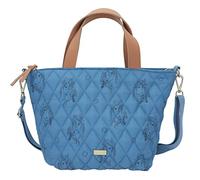 Depesche 12024 Miss Melody Blue Quilt-Mini Shopper con Motivo di Cavalli e Dettagli di Cuciture trapuntate, Borsa Blu Chiaro con Tracolla Regolabile, Multicolore