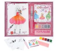 Depesche Fantasia 12153 TOPModel 20 Fogli di Motivi su Carta, Set di Pittura Creativa con 5 Colori ad Acquerello e 1 Matita a Pennello, Multicolore, Mittel