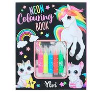 Depesche 12169 Ylvi-Set di Libri da colorare 25 Pagine per Creare Motivi fantasiosi, incl. 5 pennarelli in Fibra Neon e Foglio di Adesivi in Oro