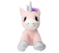 Depesche 12278 Ylvi Unicorno Rosa con criniera Arcobaleno, Peluche di Circa 21 cm con Glitter e Dettagli argentati, Multicolore, One Size