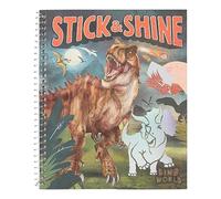 Depesche 12473 Dino World-Libro Stick & Shine, 24 Pagine con Fantastici Motivi di Dinosauri, da colorare e disegnare, Multicolore