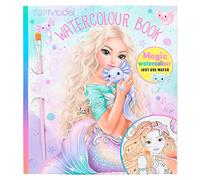 Depesche 12479 TOPModel Mermaid acquerelli, Libro da colorare con Pennello e 15 Motivi sottomarini da dipingere con l'acqua, Multicolore, 12414