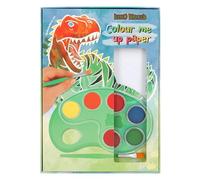 Depesche 12517 Dino World-Colour Me up Paper, Carta 10 Motivi da colorare, pennelli e acquerelli Inclusi