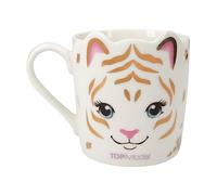 Depesche 12606 TopModel Fantasy Tiger Bianca con Motivo Modello, Orecchie di Gatto e Stampa Dorata, Tazza con Manico in Porcellana, capacità: Circa 300 ml, Colore