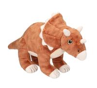 Depesche 12684 Dino World-Dinosauro Triceratopo in Peluche con Pelliccia Marrone e Occhi Scintillanti, Alto Circa 36 cm, Colore Nero