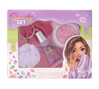 Depesche 12729 TOPModel Beauty And Me-Set di Bellezza, ombretto Scintillante in Barattolo e lucidalabbra Viola con Ciondolo in Peluche, Colore Nero, Small