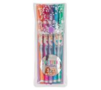 Depesche 12743 TOPModel - Set di Penne Gel Glitterate in Astuccio Trasparente con Chiusura a Pressione, 5 Penne in Colori Glitterati per Scrivere e Decorare
