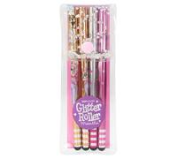 Depesche 12744 Topmodel-Set Gel metallizzate in Astuccio Trasparente, 4 Penne in Colori Glitterati per Scrivere e Decorare, Multicolore, One Size
