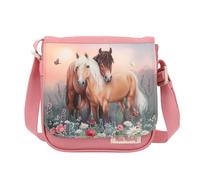 Depesche 12762 Miss Melody Flowers Piccola in Rosa con Motivo di Cavalli, Borsa con Chiusura Magnetica e Tracolla Regolabile, Multicolore