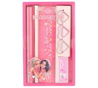 Depesche 12857 TOPModel-Set di Articoli di cancelleria in Rosa, con Motivo di modelle e Cuori, incl. matite, Gomma, Righello e Molto Altro, Multicolore